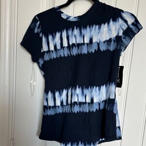 ❤️INC International Concepts Navy and White Tie-Dye Tee